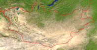 Mongolia Satellite + Borders 1000x523